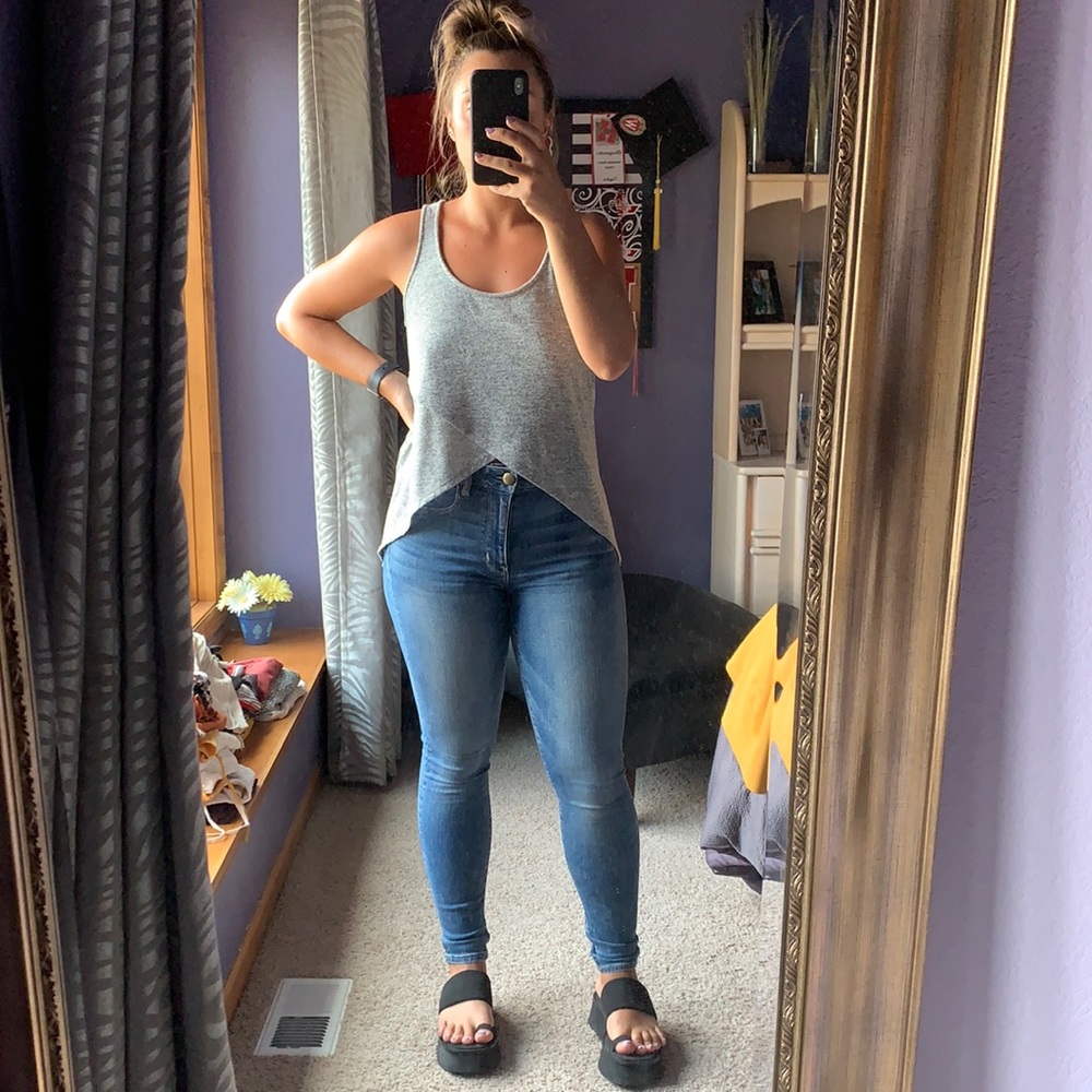 Express High Low Gray Tank